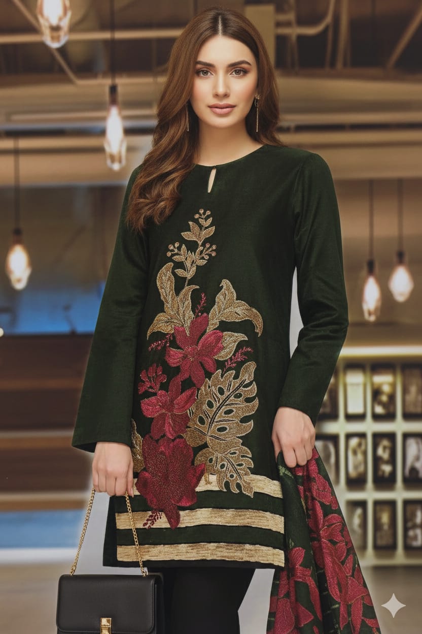 Lime lite Embroided cotton