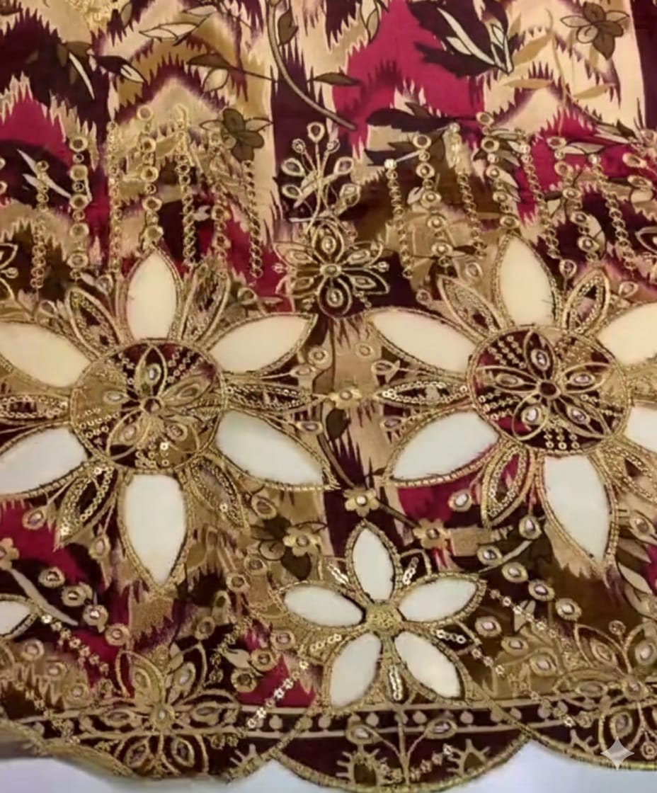 Lawn Cutt Work dupatta