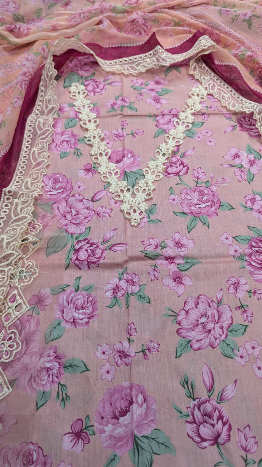 3-Piece Printed Lawn Suit with Embroidered Chiffon Dupatta