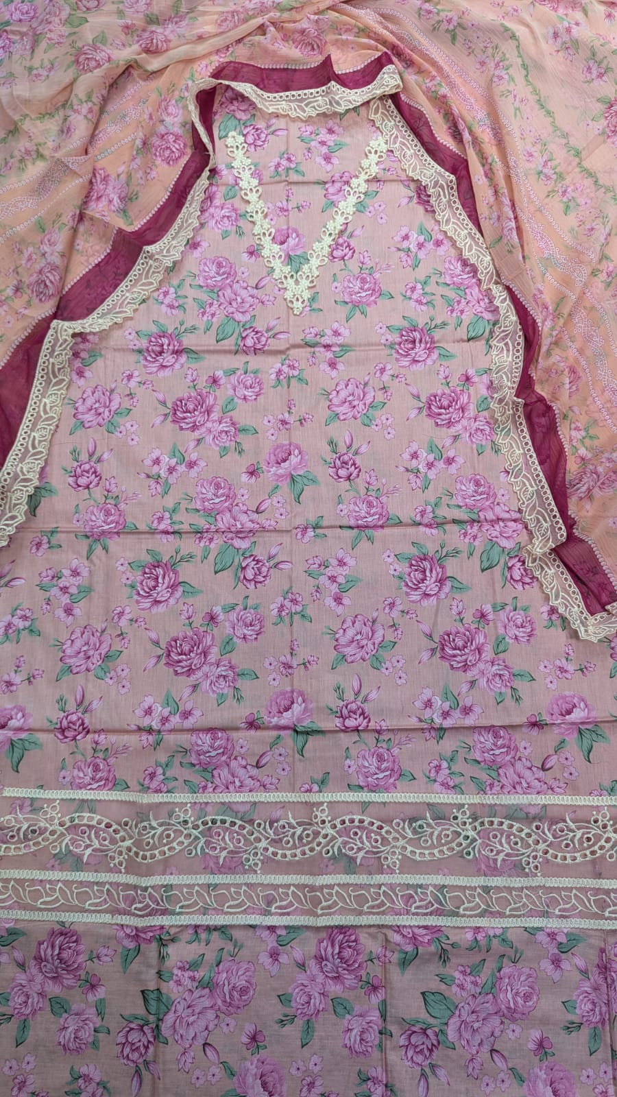 3-Piece Printed Lawn Suit with Embroidered Chiffon Dupatta