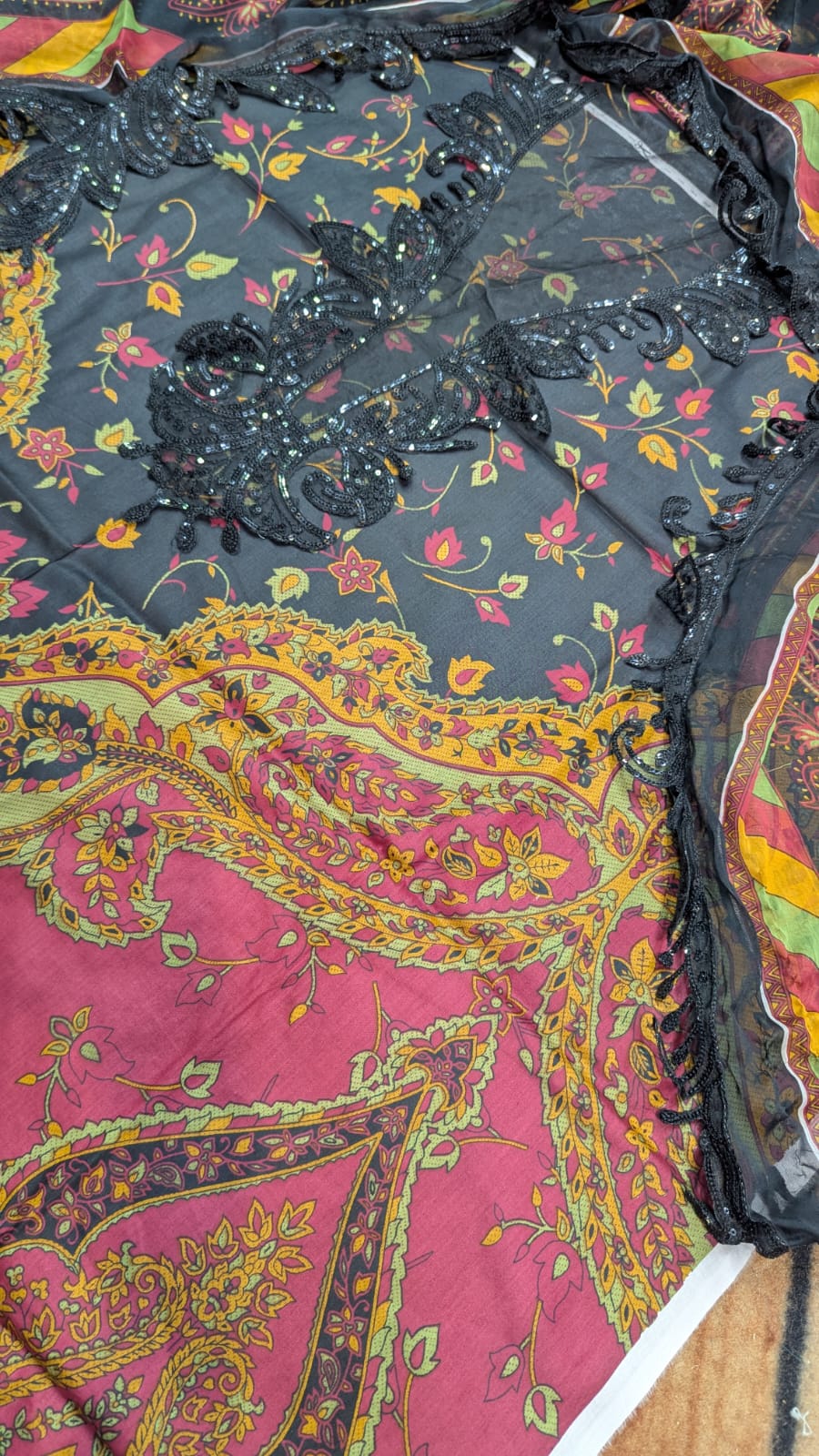 3-Piece Printed Lawn Suit with Embroidered Chiffon Dupatta