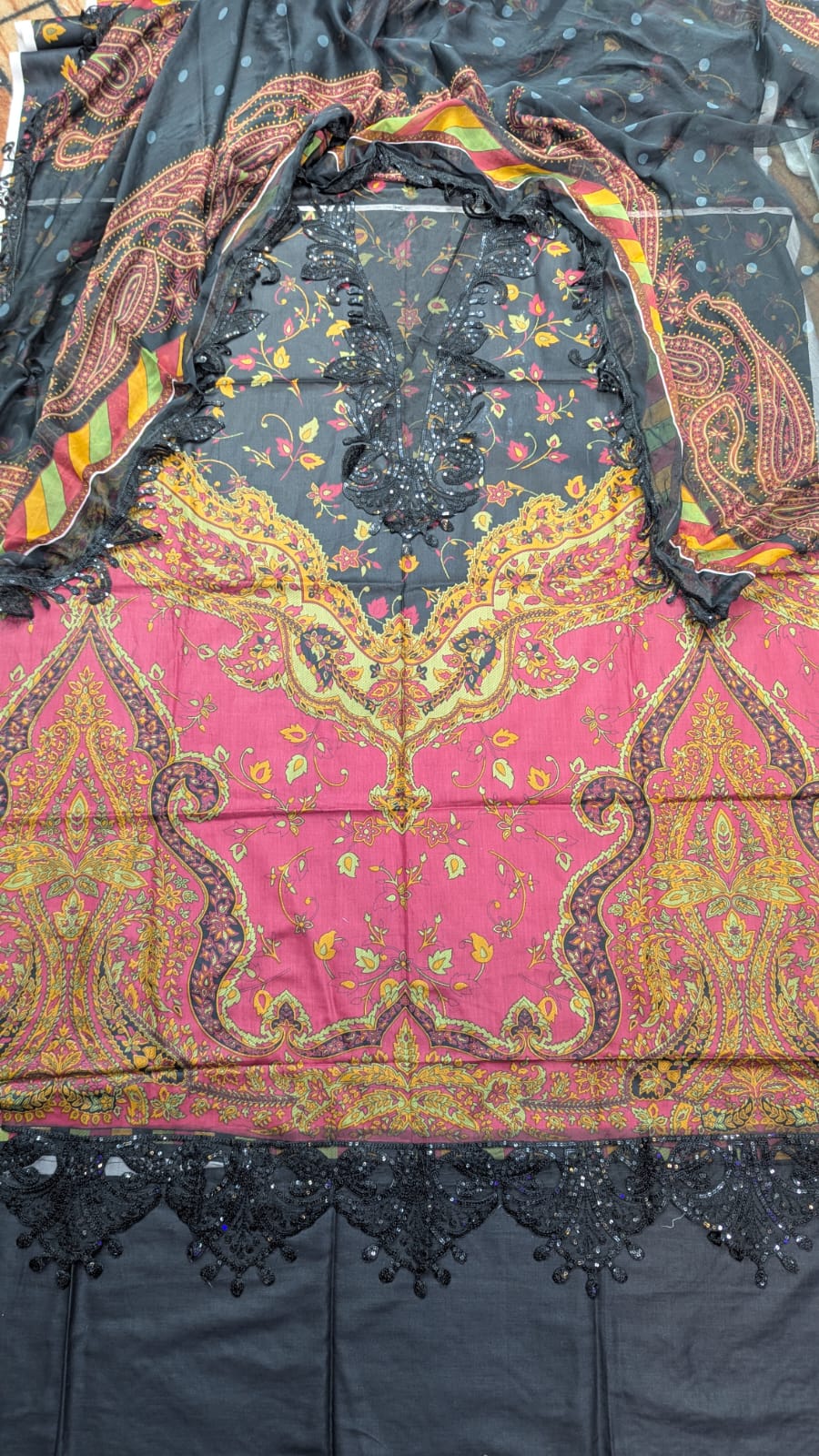 3-Piece Printed Lawn Suit with Embroidered Chiffon Dupatta