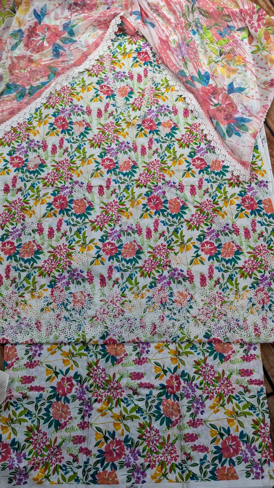 3-Piece Printed Lawn Suit with Embroidered Chiffon Dupatta