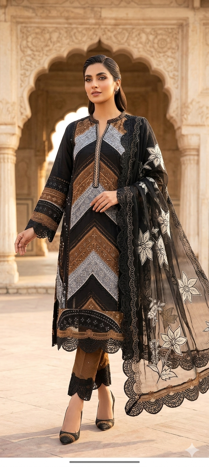 Embroidered NZ brown black